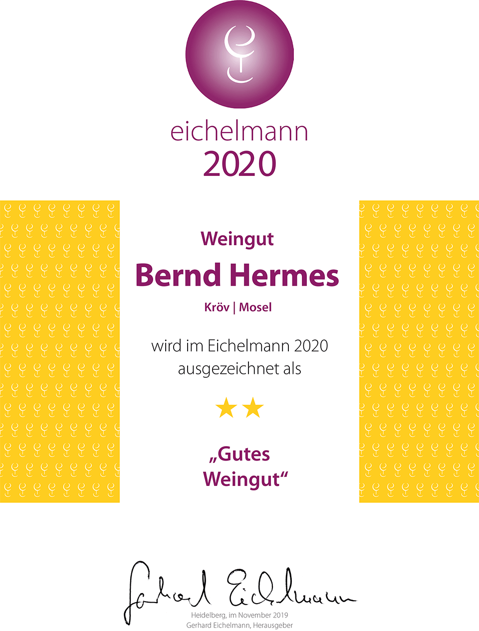 Eichelmann 2020 Urkunde